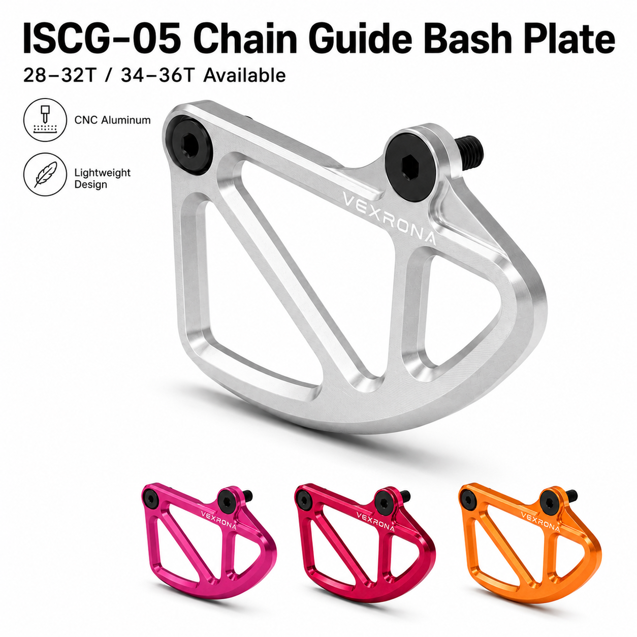 1 VEXRONA ISCG-05 Chain Guide Bash Plate CNC 6082 Aluminum Bike Chainring Guard 28-32T 34-36T MTB Bash Guard with Hardware - Image 1