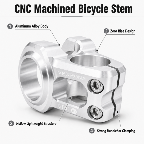 VEXRONA 31.8mm CNC Short Bike Stem 0° Rise Aluminum Alloy Handlebar Stem for MTB Enduro DH Freeride Dirt Jump